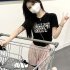 Women Irregular Short Sleeves T shirt Fashion Letter Round Neck Pullover Tops Slim Fit Knitwear Casual Blouse Khaki One size fits all