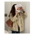 Women Jacket Double Breasted Trench Coat Windbreaker Jacket Autumn Trench Coat Stylish Loose Top For Commuting Traveling black L