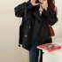 Women Jacket Double Breasted Trench Coat Windbreaker Jacket Autumn Trench Coat Stylish Loose Top For Commuting Traveling black L