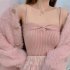 Women Knitted Crop Top Fashionable Elegant Spaghetti Strap Sleeveless Vest High Waist Solid Color Tank Tops White One size fits all