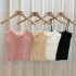 Women Knitted Crop Top Fashionable Elegant Spaghetti Strap Sleeveless Vest High Waist Solid Color Tank Tops apricot One size fits all