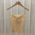 Women Knitted Crop Top Fashionable Elegant Spaghetti Strap Sleeveless Vest High Waist Solid Color Tank Tops White One size fits all