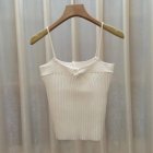 Women Knitted Crop Top Fashionable Elegant Spaghetti Strap Sleeveless Vest High Waist Solid Color Tank Tops White One size fits all