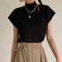 Women Knitted Shirt Fashion Elegant Ice Silk Half Turtleneck T shirt Loose Solid Color Pullover Knitted Tops gray khaki One size