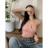Women Knitted Tank Tops Summer U neck Slim Fit Crop Tops Sexy Slim Fit Simple Solid Color Sleeveless Shirt pink L