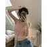 Women Knitted Tank Tops Summer U neck Slim Fit Crop Tops Sexy Slim Fit Simple Solid Color Sleeveless Shirt pink XL