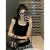 Women Knitted Tank Tops Summer U neck Slim Fit Crop Tops Sexy Slim Fit Simple Solid Color Sleeveless Shirt black M