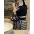 Women Knitted Tank Tops Summer U neck Slim Fit Crop Tops Sexy Slim Fit Simple Solid Color Sleeveless Shirt black M