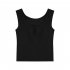 Women Knitted Tank Tops Summer U neck Slim Fit Crop Tops Sexy Slim Fit Simple Solid Color Sleeveless Shirt black L