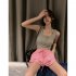 Women Knitted Tank Tops Summer U neck Slim Fit Crop Tops Sexy Slim Fit Simple Solid Color Sleeveless Shirt black L