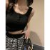 Women Knitted Tank Tops Summer U neck Slim Fit Crop Tops Sexy Slim Fit Simple Solid Color Sleeveless Shirt White L
