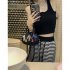 Women Knitted Tank Tops Summer U neck Slim Fit Crop Tops Sexy Slim Fit Simple Solid Color Sleeveless Shirt White L