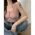 Women Knitted Tank Tops Summer U neck Slim Fit Crop Tops Sexy Slim Fit Simple Solid Color Sleeveless Shirt White L