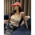Women Knitted Tank Tops Summer U neck Slim Fit Crop Tops Sexy Slim Fit Simple Solid Color Sleeveless Shirt White XXL