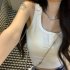 Women Knitted Tank Tops Summer U neck Slim Fit Crop Tops Sexy Slim Fit Simple Solid Color Sleeveless Shirt White XXL