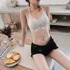 Women Lace Bra Underwear Sexy Cross Beautiful Back Design Unpadded Full Coverage Bra Bottom Tube Top White One size fits all