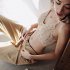 Women Lace Bra Underwear Sexy Cross Beautiful Back Design Unpadded Full Coverage Bra Bottom Tube Top White One size fits all