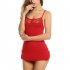 Women Lace Chemises Lingerie Mini Babydoll Sleepwear Full Slips Dress red S