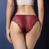 Women Lace Floral Sexy Underwear Ultra thin Low Rise Erotic Lingerie Briefs Temptation Panties Wine Red One size