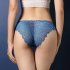 Women Lace Floral Sexy Underwear Ultra thin Low Rise Erotic Lingerie Briefs Temptation Panties Blue One size
