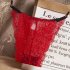Women Lace G string See through Low Waist Sexy Underwear Cotton Crotch Erotic Briefs Panties wine Red One size