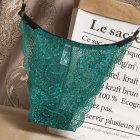 Women Lace G string See through Low Waist Sexy Underwear Cotton Crotch Erotic Briefs Panties green One size