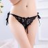Women Lace G string Thong Bowknot Adjustable Ribbon Sexy Underwear Erotic Briefs Temptation Panties Blue One size