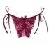 Women Lace Sexy Underwear Open Crotch Bowknot G string Erotic Lingerie Briefs Temptation Panties Purple One size
