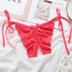 Women Lace Sexy Underwear Open Crotch Bowknot G string Erotic Lingerie Briefs Temptation Panties Watermelon red One size