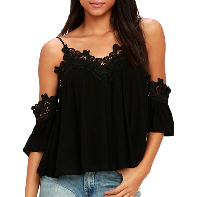 Women Lace Sun-top Off-shoulder Braces Shirt Tops Gift Sexy Beach Party Outfits Home Wear