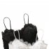 Women Lace Tank Tops Sexy Backless Seamless Spaghetti Strap Crop Top Breathable Lingerie Solid Color Camisole black One size