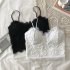 Women Lace Tank Tops Sexy Backless Seamless Spaghetti Strap Crop Top Breathable Lingerie Solid Color Camisole black One size