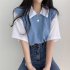 Women Lapel Blouse Summer Trendy Contrast Color Short sleeved T shirt Elegant Loose Casual Breathable Tops black M