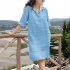 Women Lapel Dress Cotton Linen Elegant Solid Color Loose A line Skirt Large Size Casual Mid length Dress wine red M