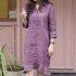 Women Lapel Dress Cotton Linen Elegant Solid Color Loose A line Skirt Large Size Casual Mid length Dress Violet 3XL