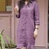 Women Lapel Dress Cotton Linen Elegant Solid Color Loose A line Skirt Large Size Casual Mid length Dress purple pink L