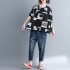 Women Large Size T shirt Summer Short Sleeves Trendy Retro Printed Blouse Loose Casual Round Neck Tops White XL