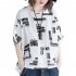 Women Large Size T shirt Summer Short Sleeves Trendy Retro Printed Blouse Loose Casual Round Neck Tops black XL