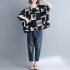 Women Large Size T shirt Summer Short Sleeves Trendy Retro Printed Blouse Loose Casual Round Neck Tops black L