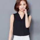 Women Large-size Chiffon Blouse V-neck T-shirt XFS2-black_L