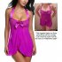 Women Lingerie Lace Babydoll Dress Backless Halter Chemise  purple S