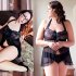 Women Lingerie Lace Babydoll Dress Backless Halter Chemise  black S