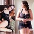 Women Lingerie Lace Babydoll Dress Backless Halter Chemise  black S