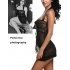 Women Lingerie Lace Babydoll Dress Backless Halter Chemise  black S