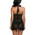 Women Lingerie Lace Babydoll Dress Backless Halter Chemise  black S