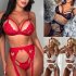 Women Lingerie Sexy Lace Bra Erotic Bra Briefs Set Plus Size Sexy Underwear red XL