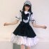 Women Lolita Maid Dress Black Apron Headdress Hair Band Bowknot Set 5pcs set S