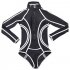 Women Long Sleeve Swimwear Sunscreen Quick drying High Waist Sports Swimsuit For Swimming Surfing Bathing black L