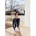 Women Long Sleeve Swimwear Sunscreen Quick drying High Waist Sports Swimsuit For Swimming Surfing Bathing black L