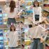 Women Long Sleeve T shirt Cartoon Crew Neck Loose Funny Casual Pullover Tops white XL